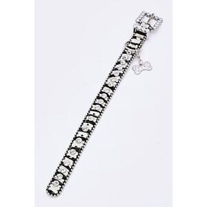 Ball Chain Crystal Dog Collar - Zebra